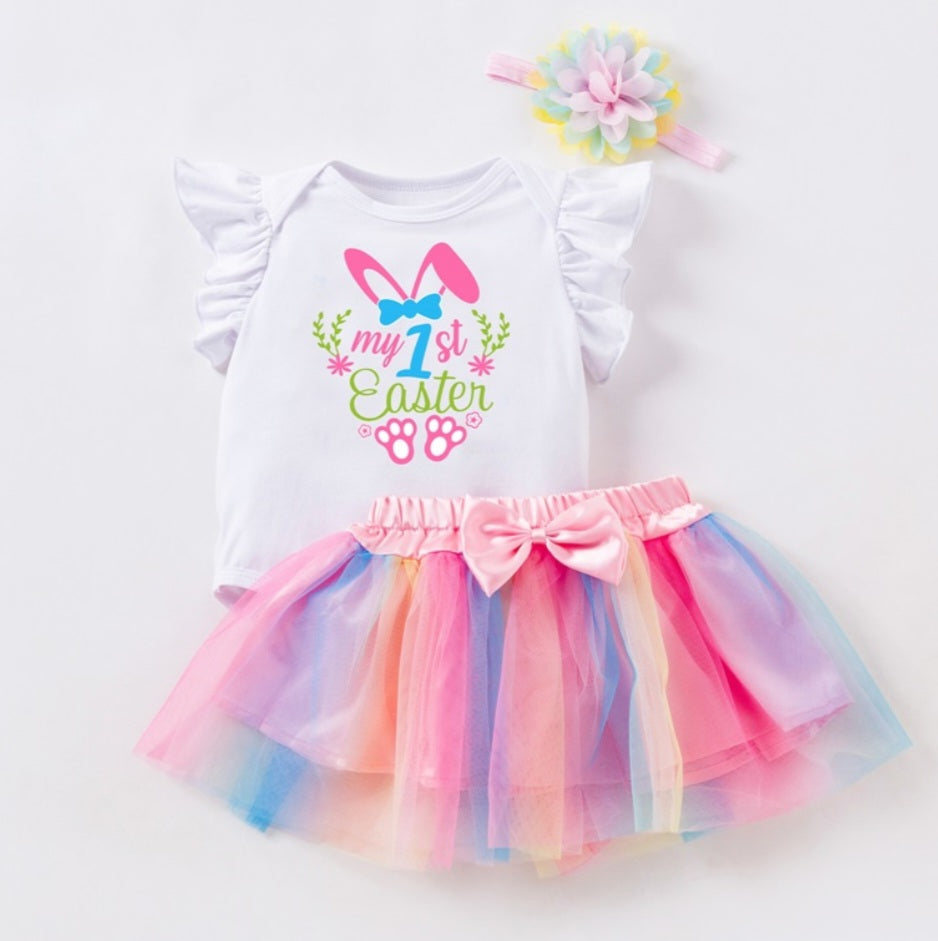My First Easter Romper,  Tutu and Headband 