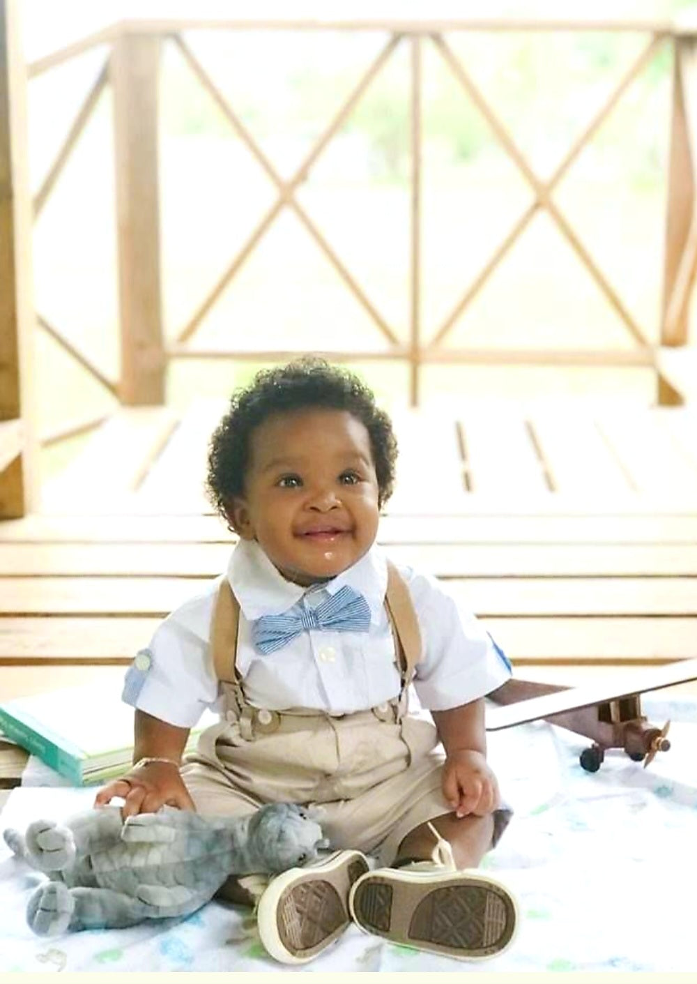 Gentleman Suit, White Shirt,  Bowtie, Chino Shorts And Suspenders