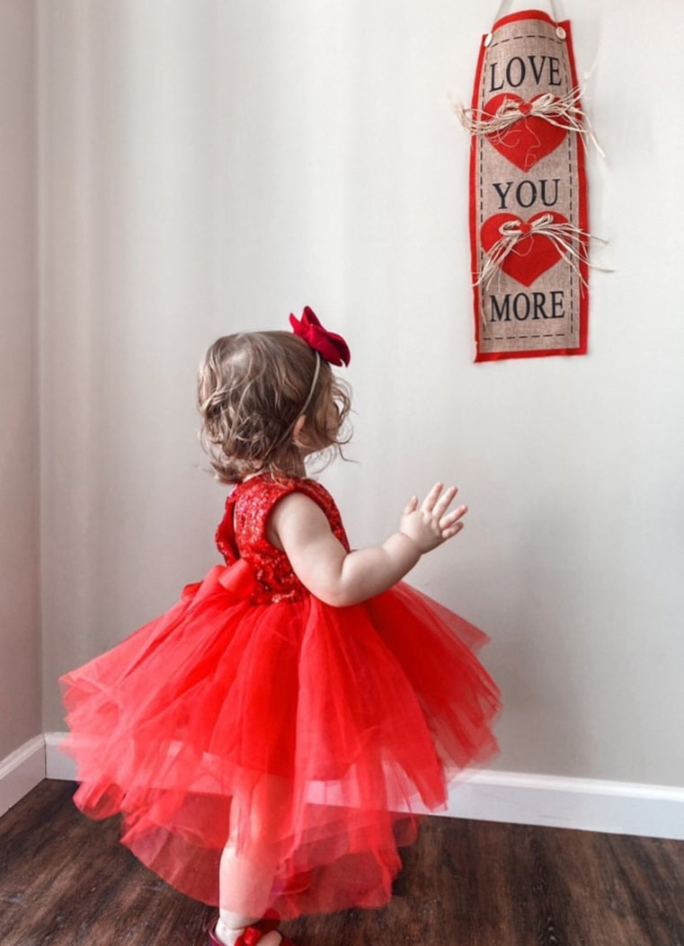 Red Sequins Tutu Dress