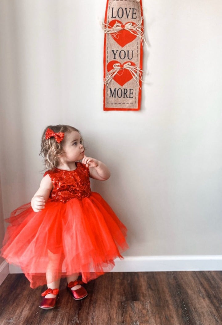 Red Sequins Tutu Dress