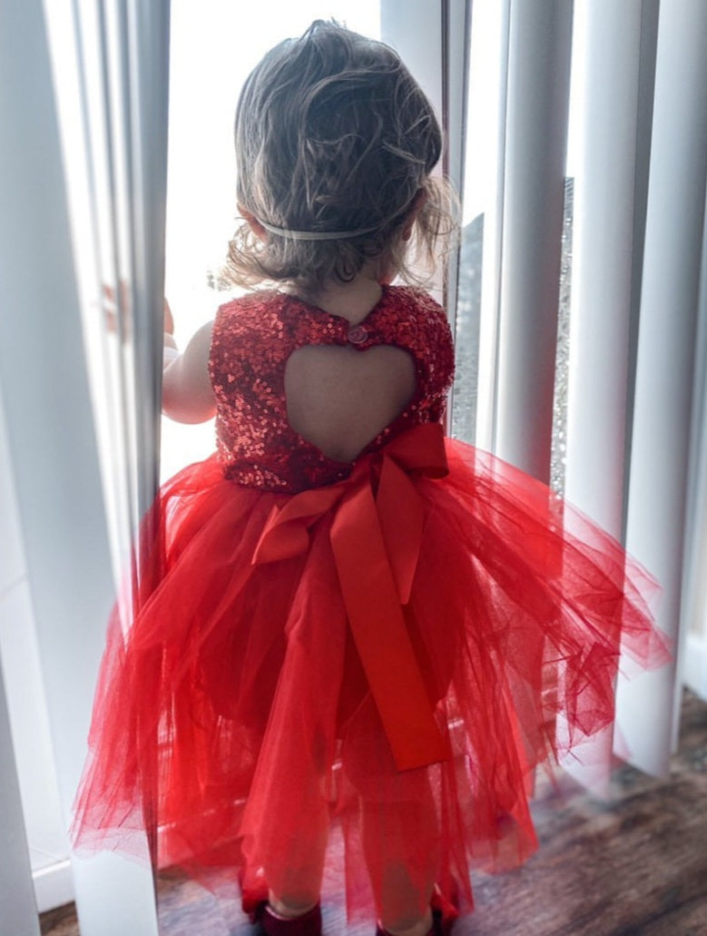 Red Sequins Tutu Dress