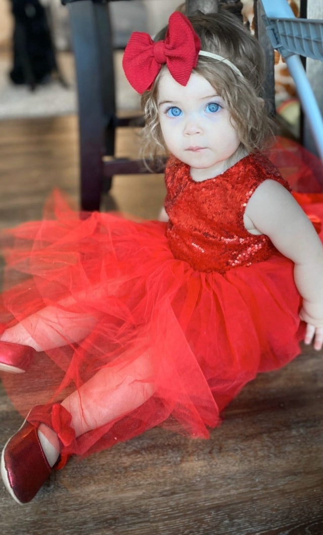 Red Sequins Tutu Dress