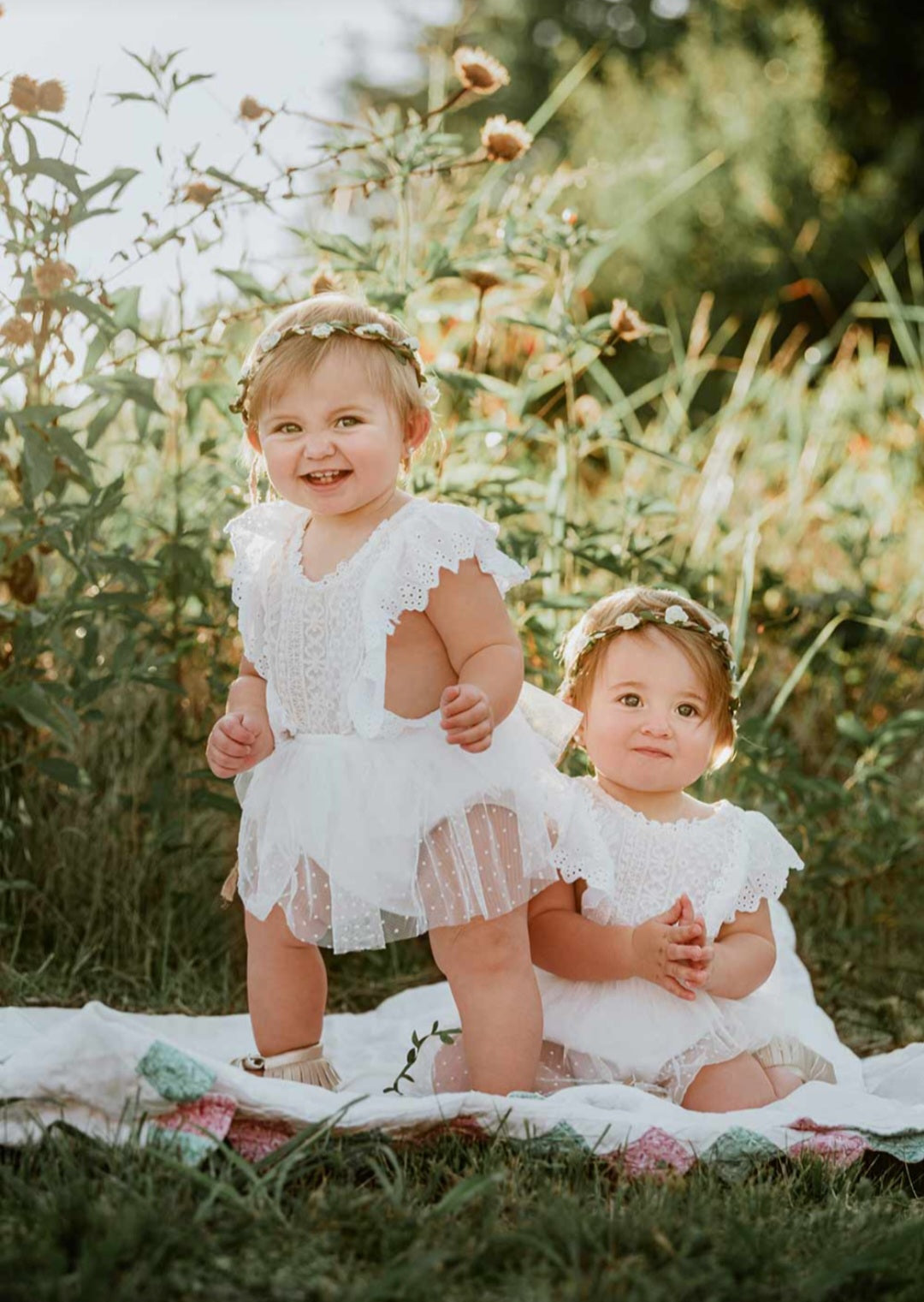 White Lace Romper Dress with Ruffled Detail