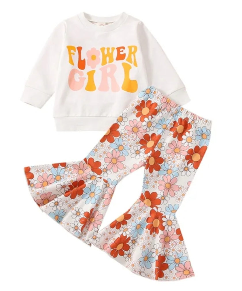 Flower Girl Crewnek Sweatshirt and Floral Bellbottoms 1001083