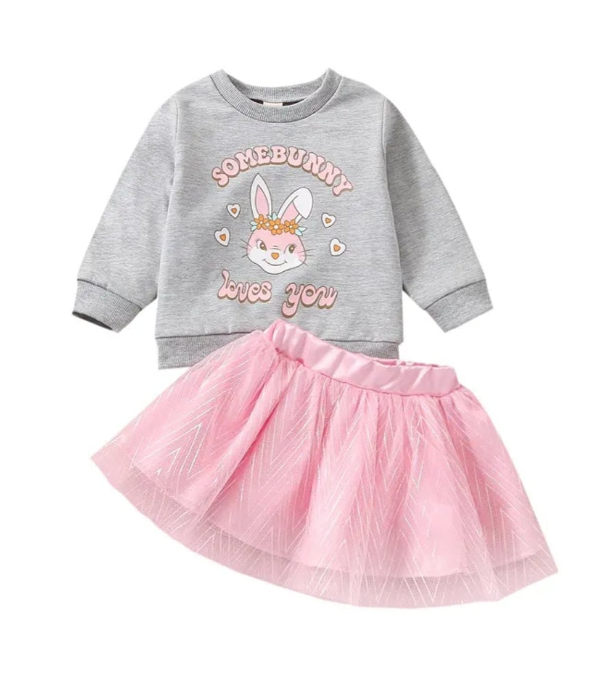 Somebody Loves You Crewnek Top and Pink Tutu