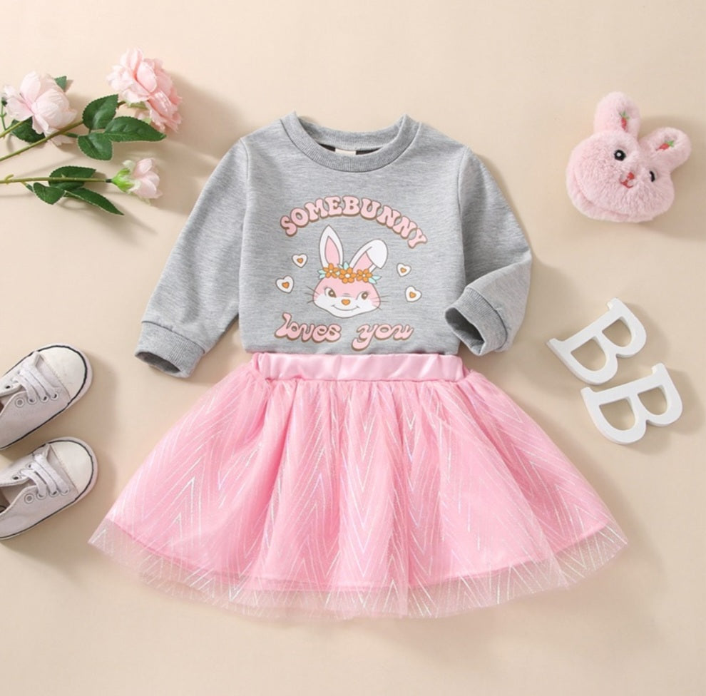 Somebody Loves You Crewnek Top and Pink Tutu #1001082