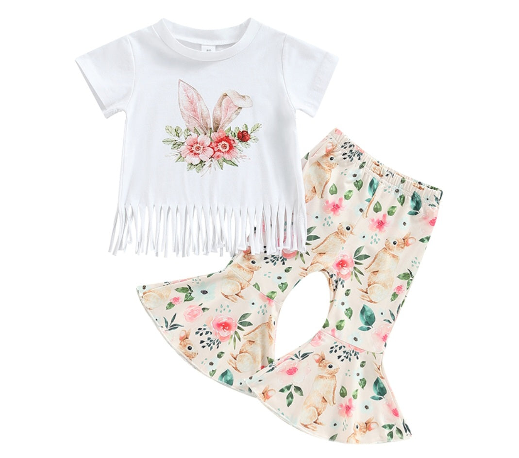 Bunny Floral Top and Bellbottoms