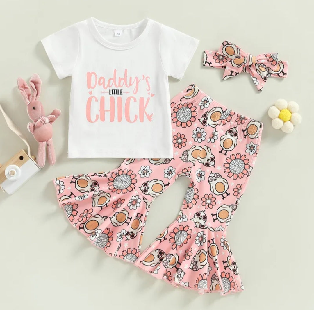 Daddy's Little Chick Top with Bellbottoms and Headband