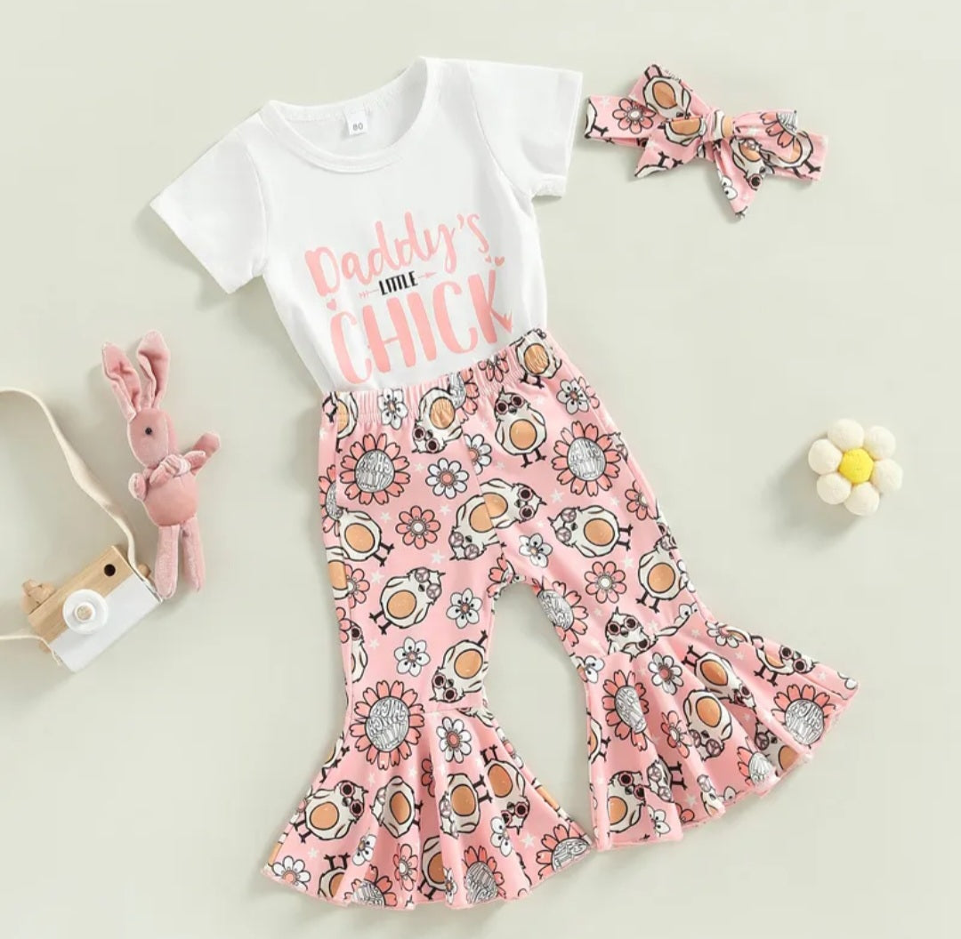 Daddy's Little Chick Top with Bellbottoms and Headband 1001079