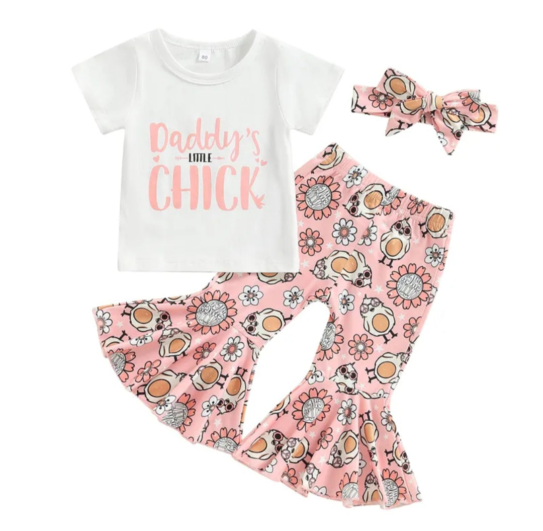Daddy's Little Chick Top with Bellbottoms and Headband