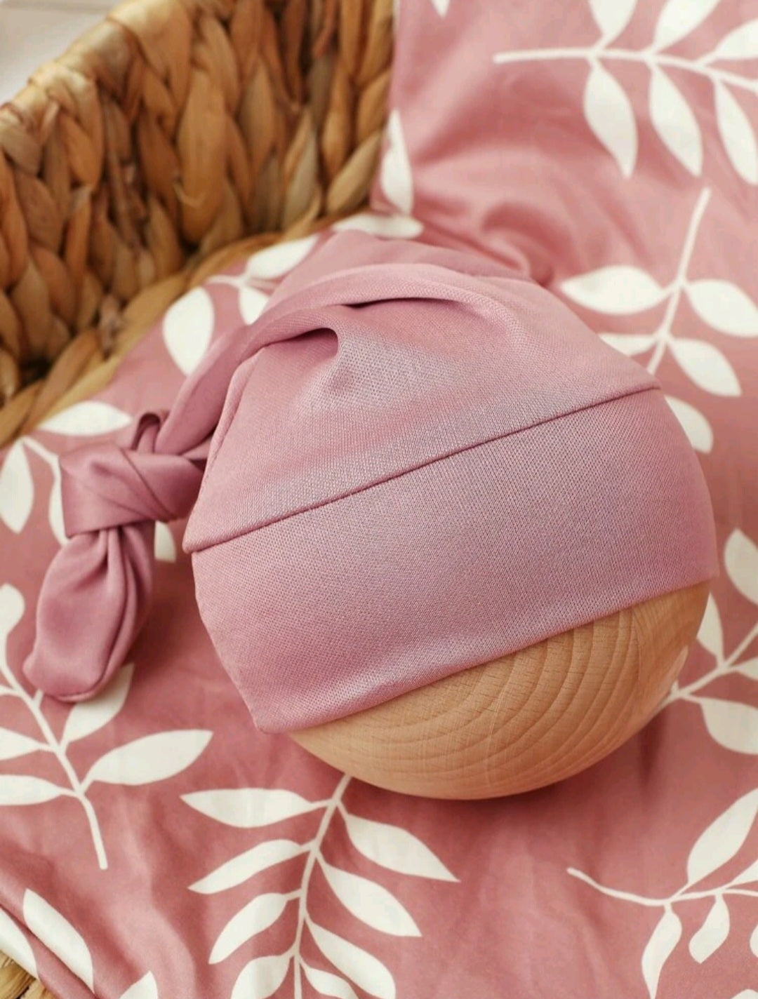 Dusty Pink Fern Swaddle and Pumpkin Hat