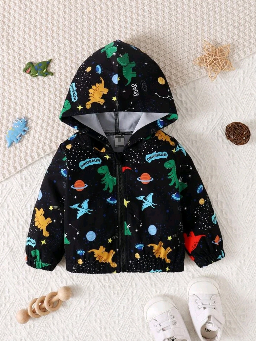 Black Dinosaur Windbreaker Jacket 1001090