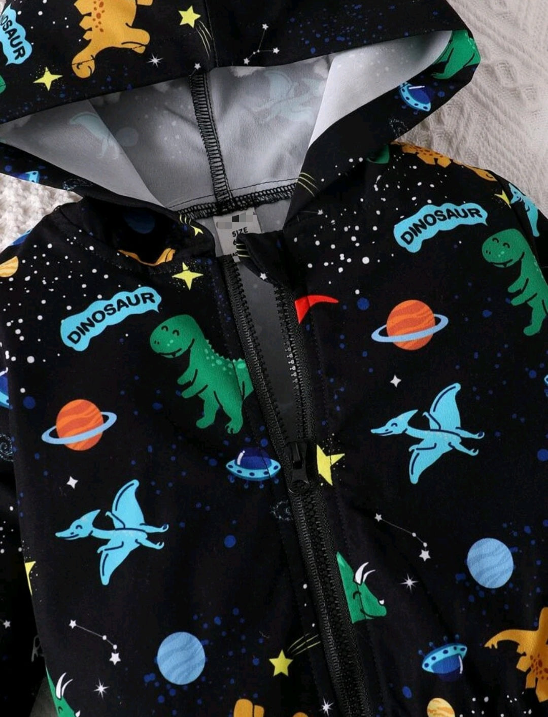 Black Dinosaur Windbreaker Jacket 1001090