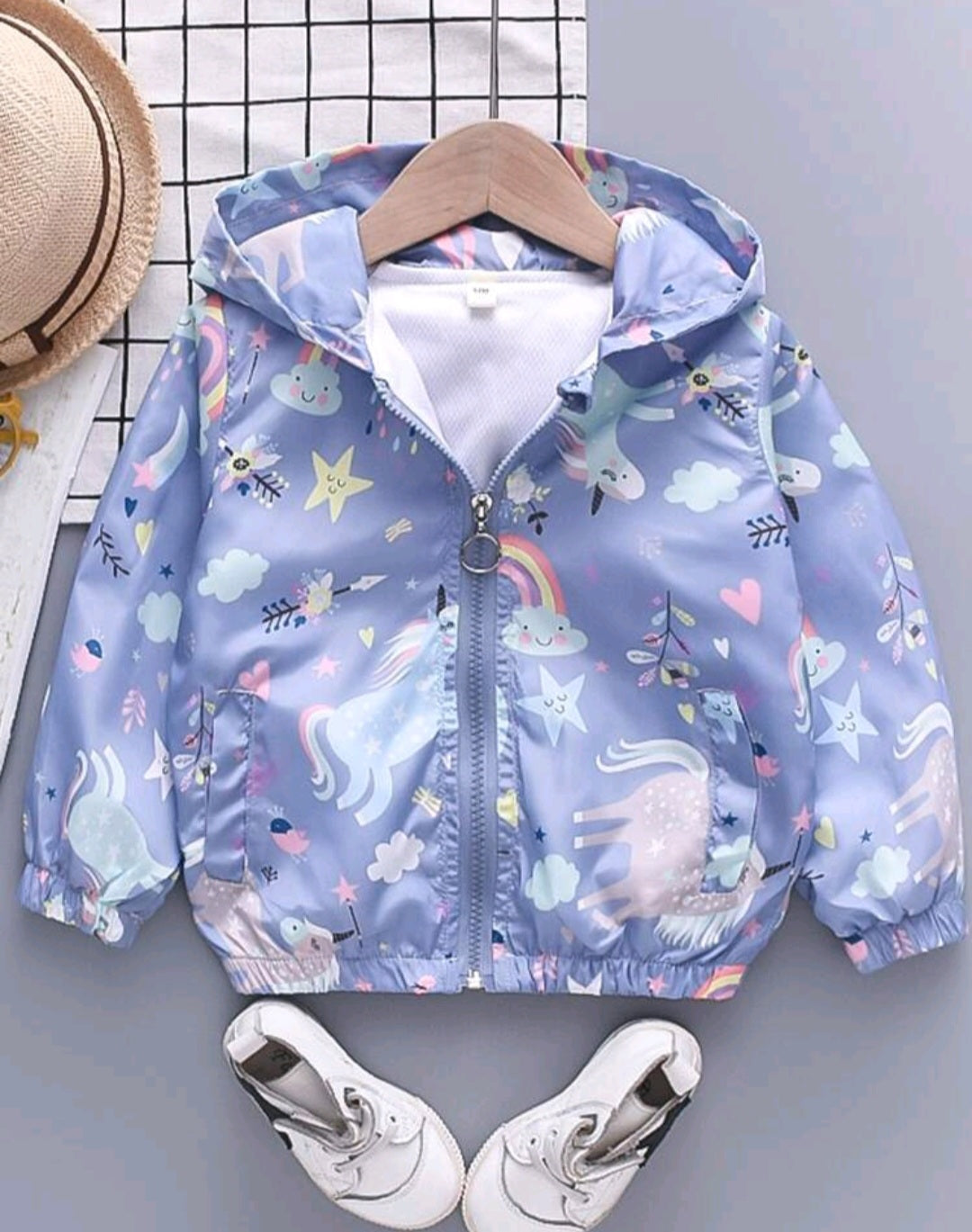 Blue Unicorn Rainbow Windbreaker Jacket #1001099