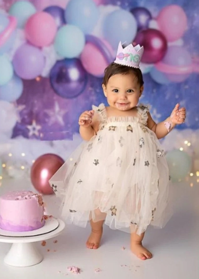 Gold and Silver Stat Tulle Dress (Ivory) 1001071