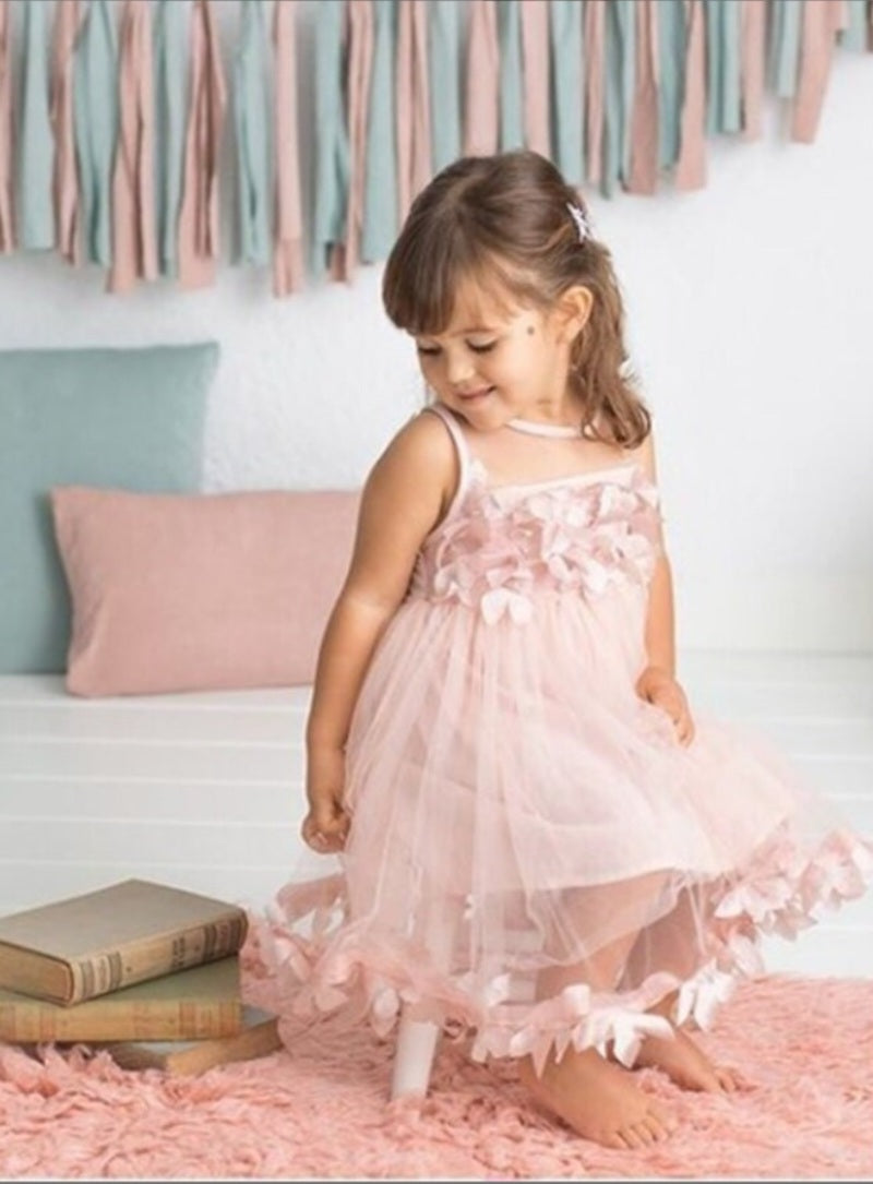 Pink 3D Ruffle Floral Dress 1000130