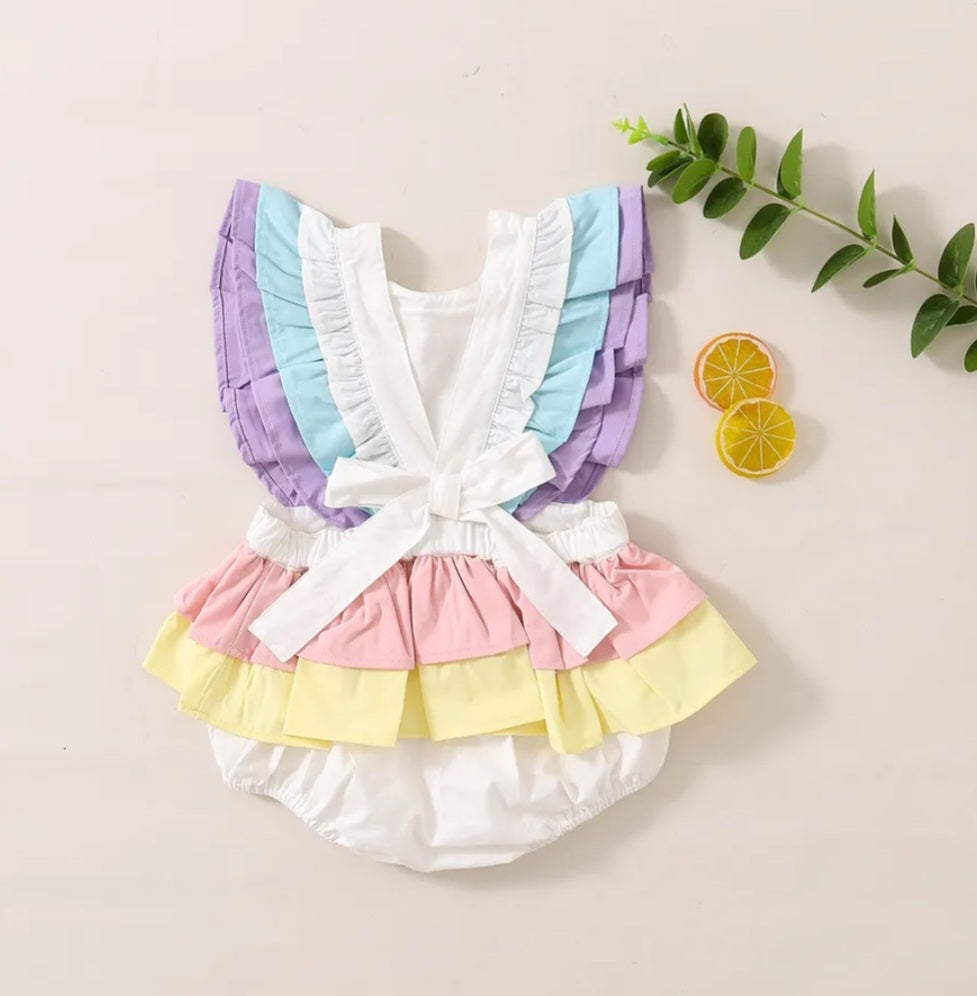 One Rainbow Ruffle Romper 