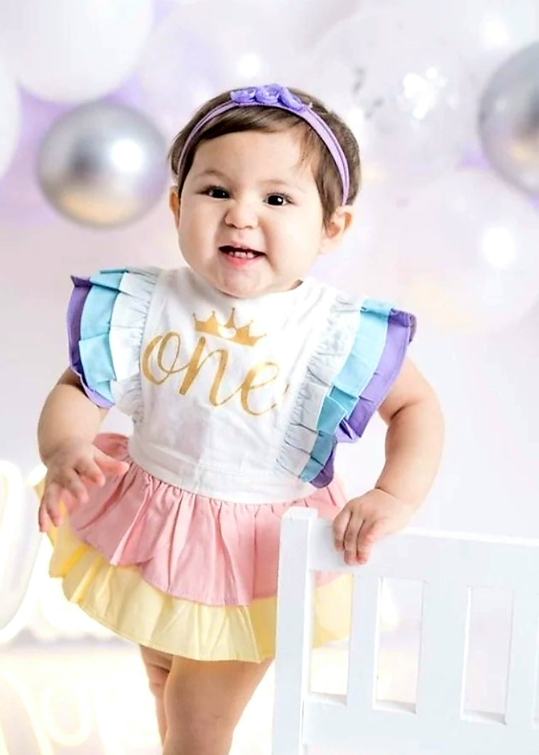 One Rainbow Ruffle Romper 