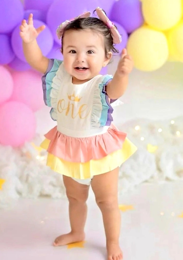 One Rainbow Ruffle Romper 