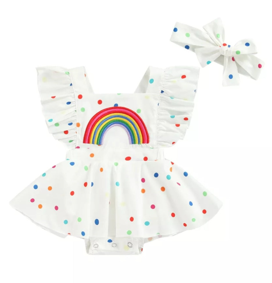 Rainbow Polka Romper 