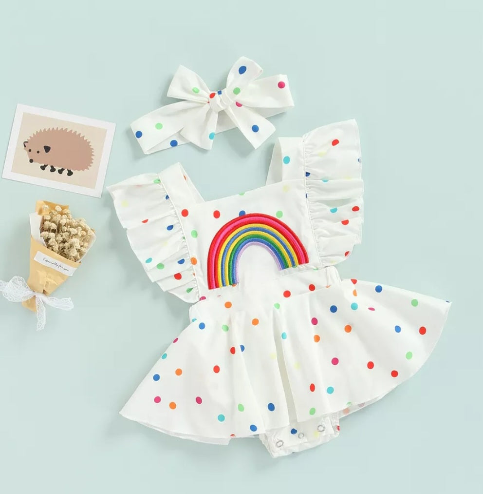 Rainbow Polka Romper 