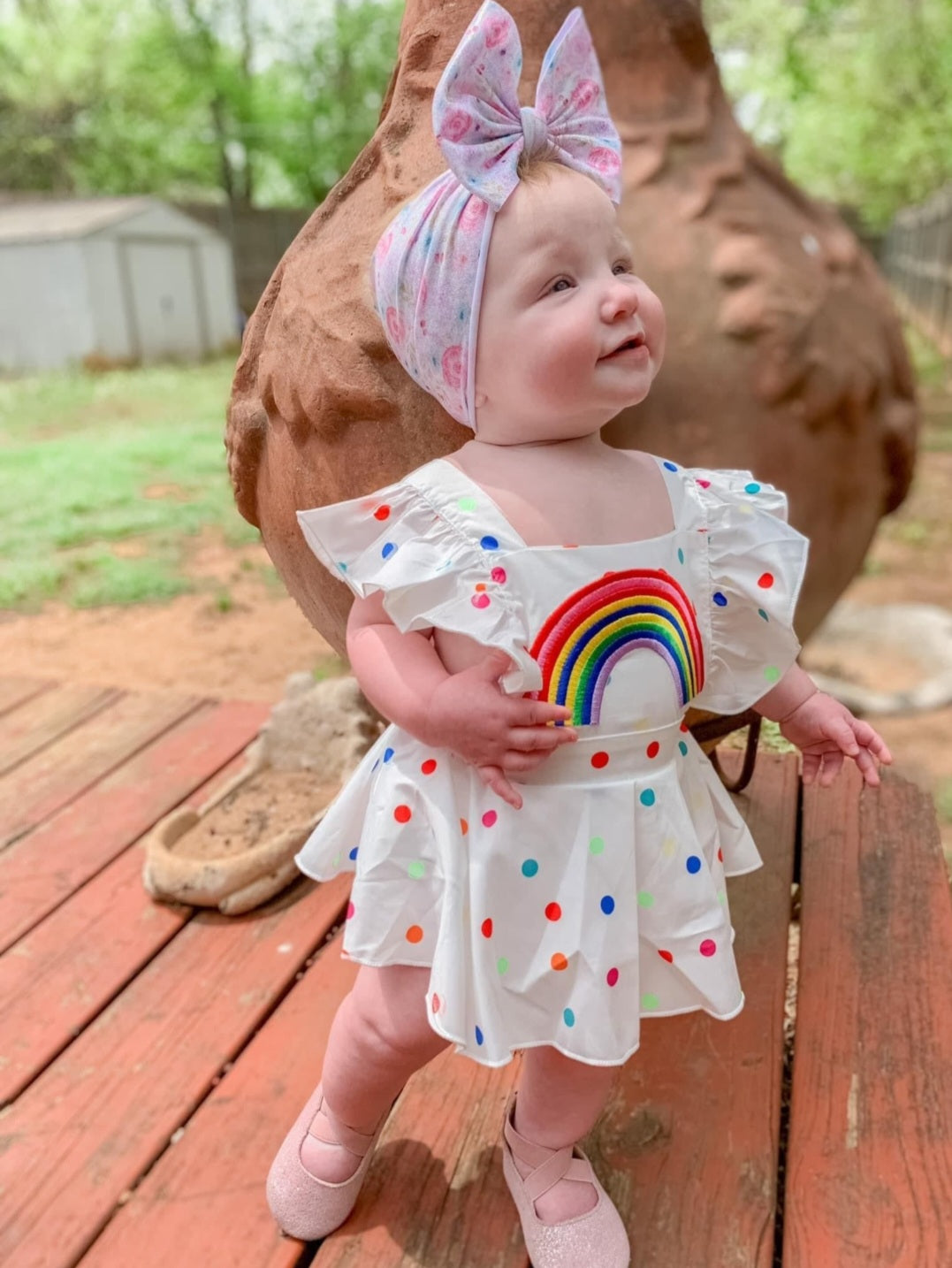 Rainbow Polka Romper 