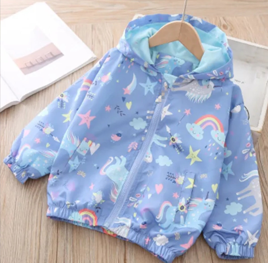 Blue Unicorn Rainbow Windbreaker Jacket 1001099