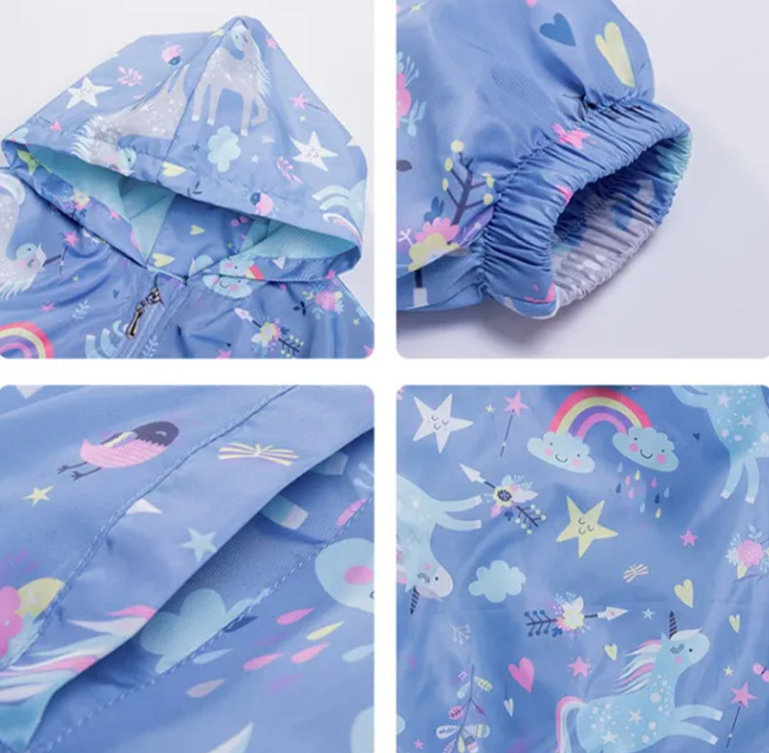 Blue Unicorn Rainbow Windbreaker Jacket 1001099