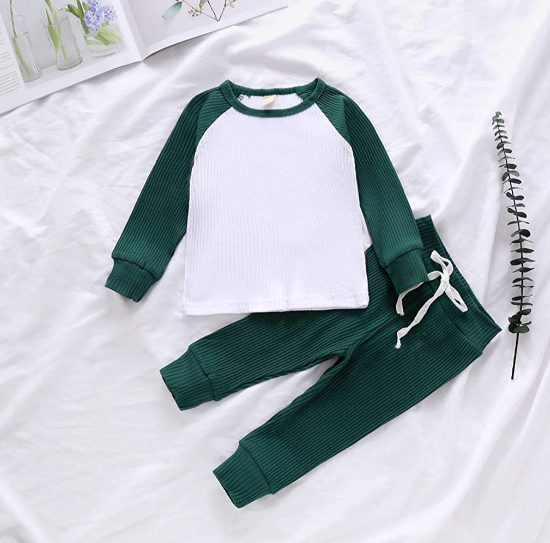 Ribbed Crewneck Tracksuit, Gender Neutral (Emerald Green)