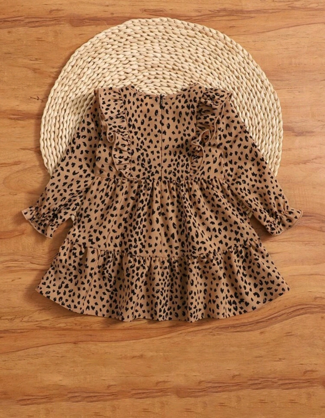 Leopard Print Long Sleeve Dress 1001097