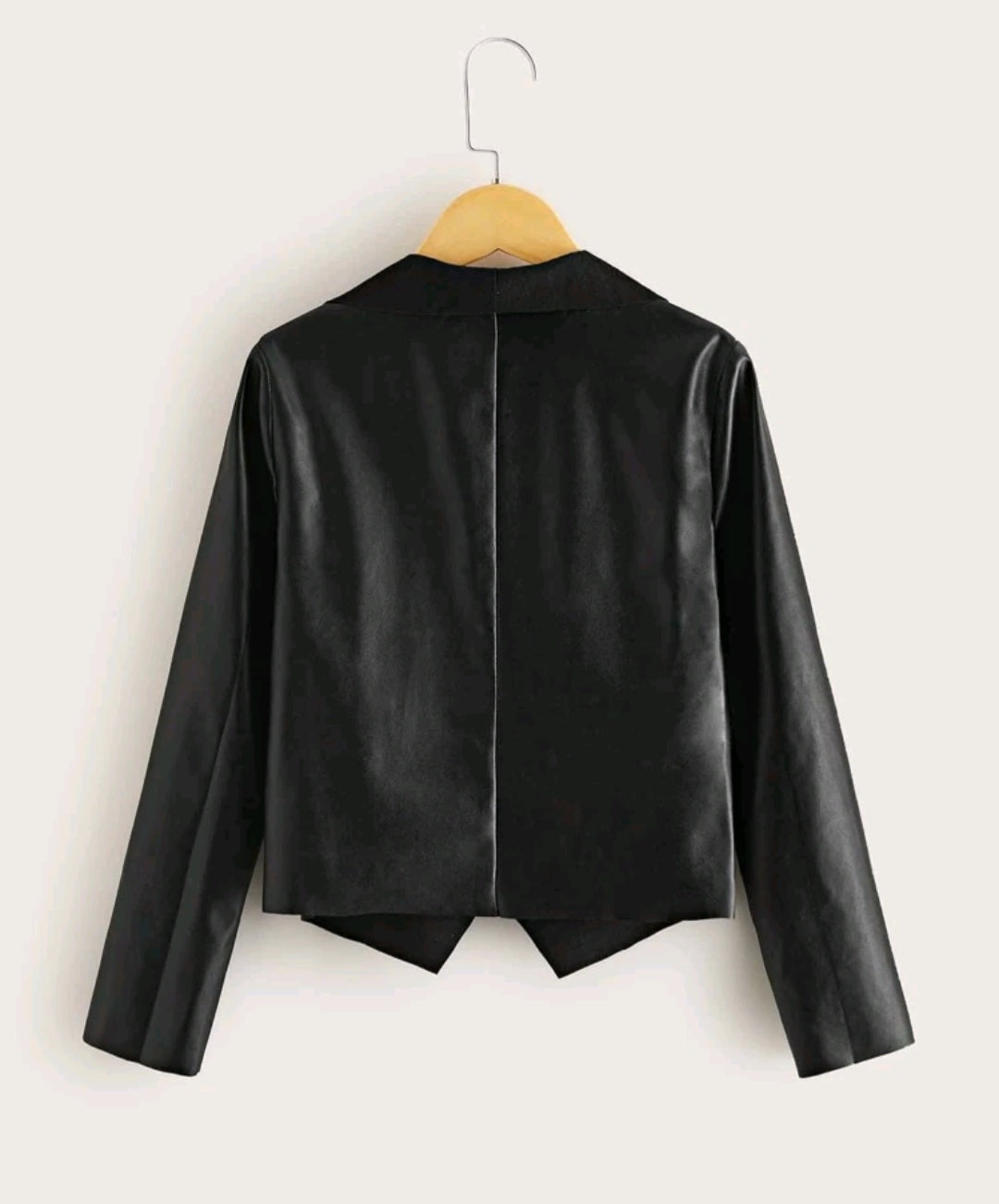 Black PU Leather Waterfall Jacket