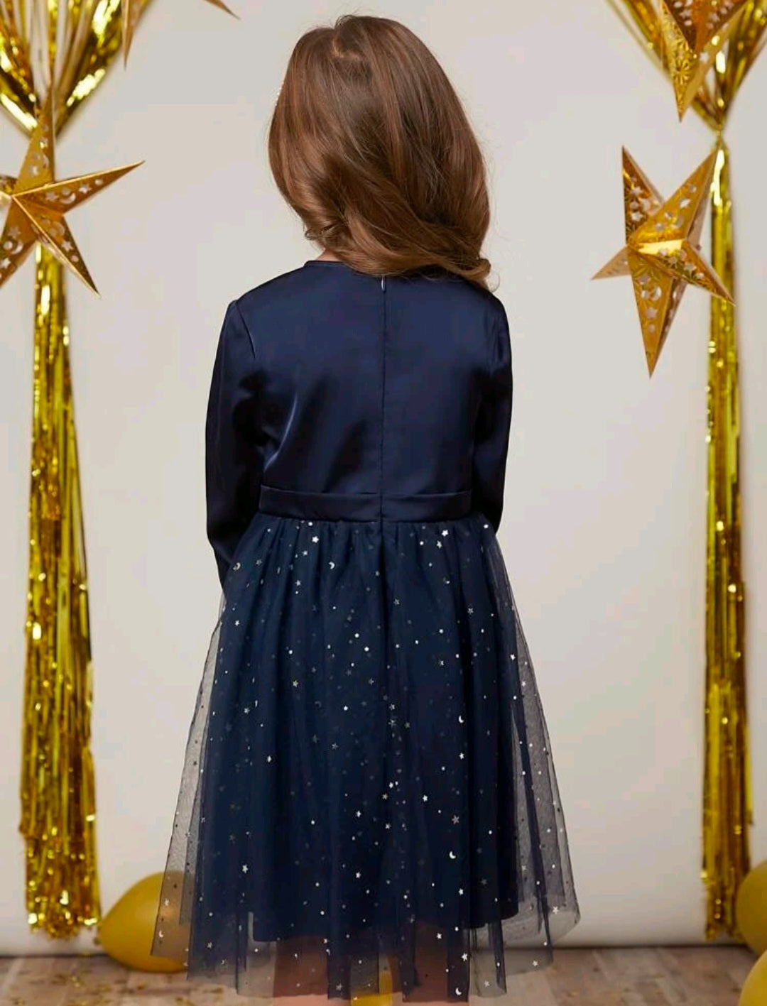 Navy Sparkle Dress with Diamante Detail  1001100