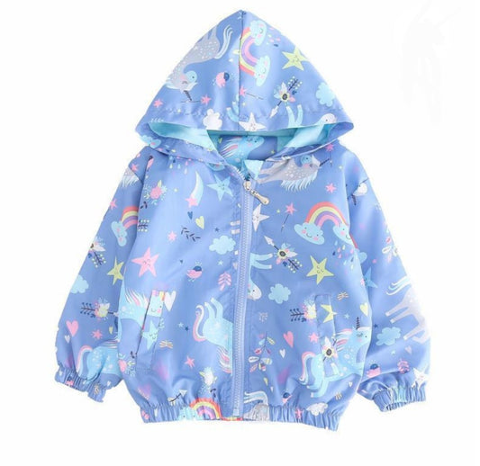 Blue Unicorn Rainbow Windbreaker Jacket