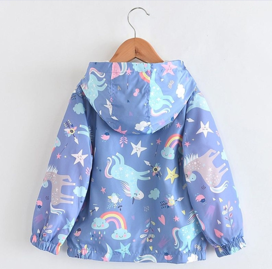 Blue Unicorn Rainbow Windbreaker Jacket #1001099