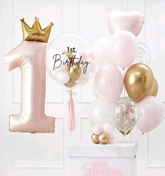 First Birthday Princess Balloon Set  24PSC