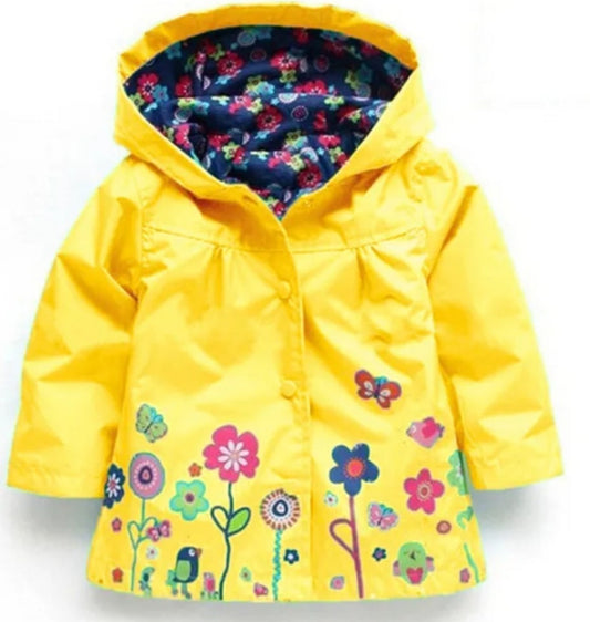 Yellow Rain Coat with Floral design
