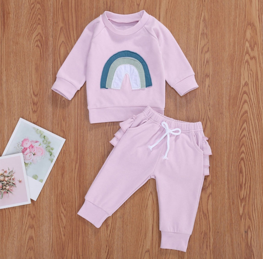 Lilac Rainbow Crewnek Sweatshirt and Pants