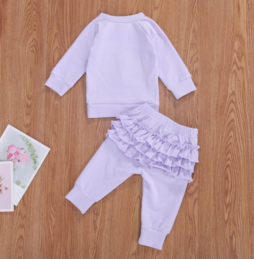 Lavender Rainbow Crewnek Sweatshirt and Pants 1001122