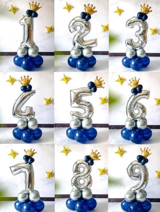 1,2 Navy, Silver and Gold 16PSC Balloon Set