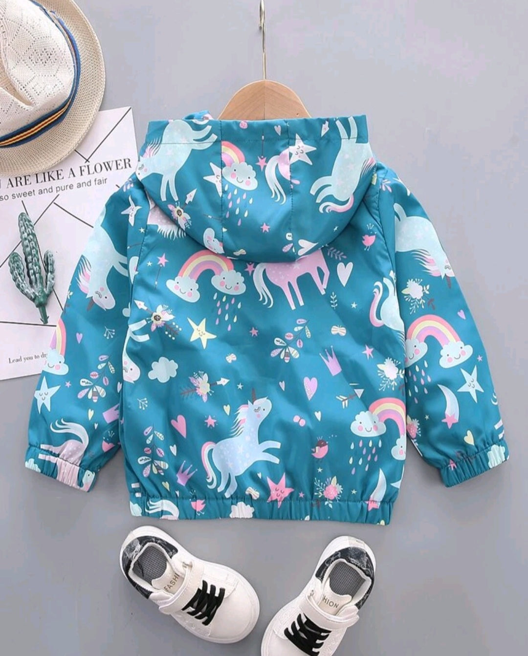 Petrol Blue Unicorn Windbreaker