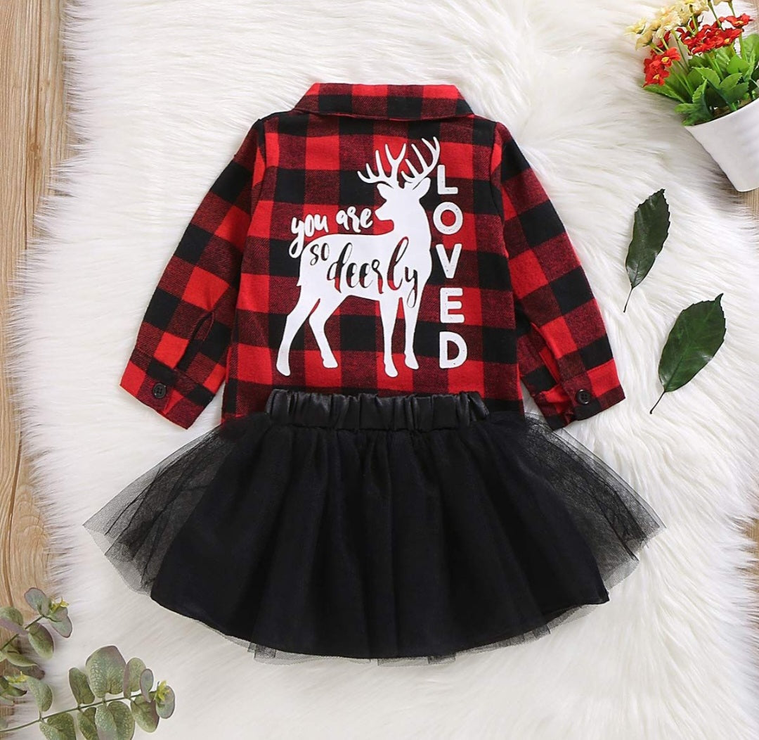 You Are So Deerly Loved Check Shirt and Tutu 90003