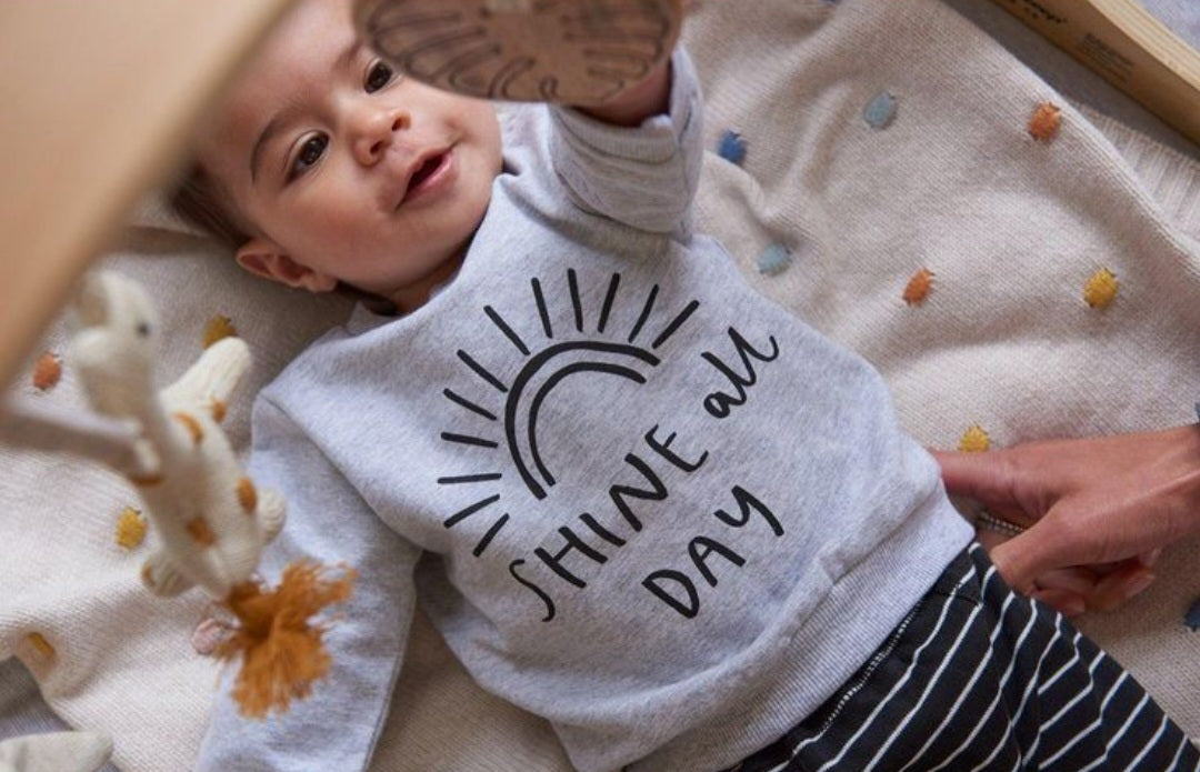 Shine All Day Gray Crewnek Top and Striped Pants 2000339