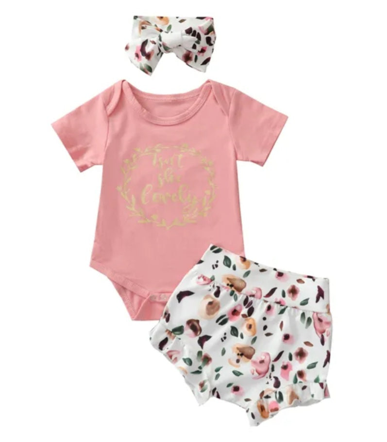 Isn't She Lovely Romper with Floral Bloomer and Headband 1000378