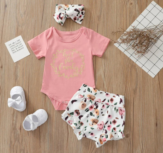 Isn't She Lovely Romper with Floral Bloomer and Headband 1000378