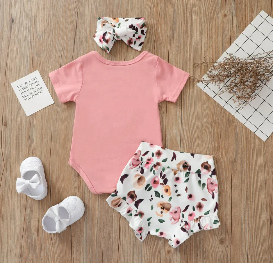 Isn't She Lovely Romper with Floral Bloomer and Headband 1000378