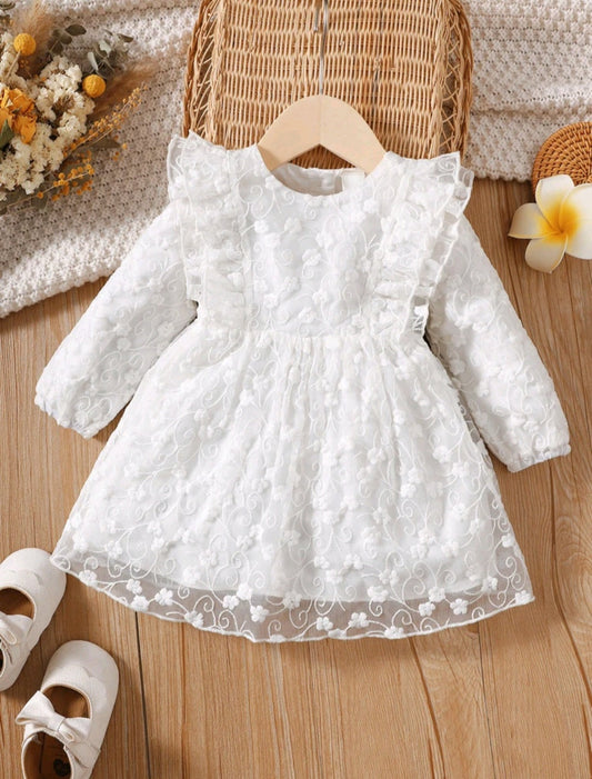 White Long Sleeve Lace Dress 