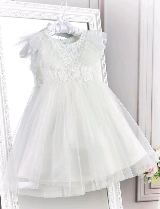 Romantic White Lace Tulle Dress 1001129