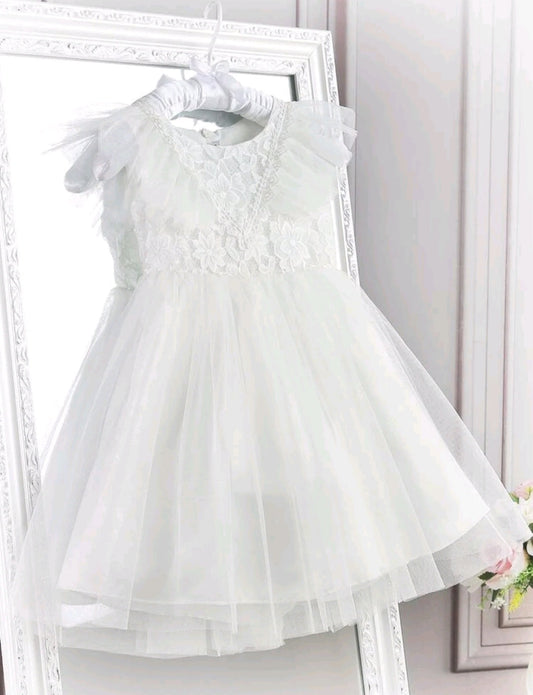 Romantic White Lace Tulle Dress