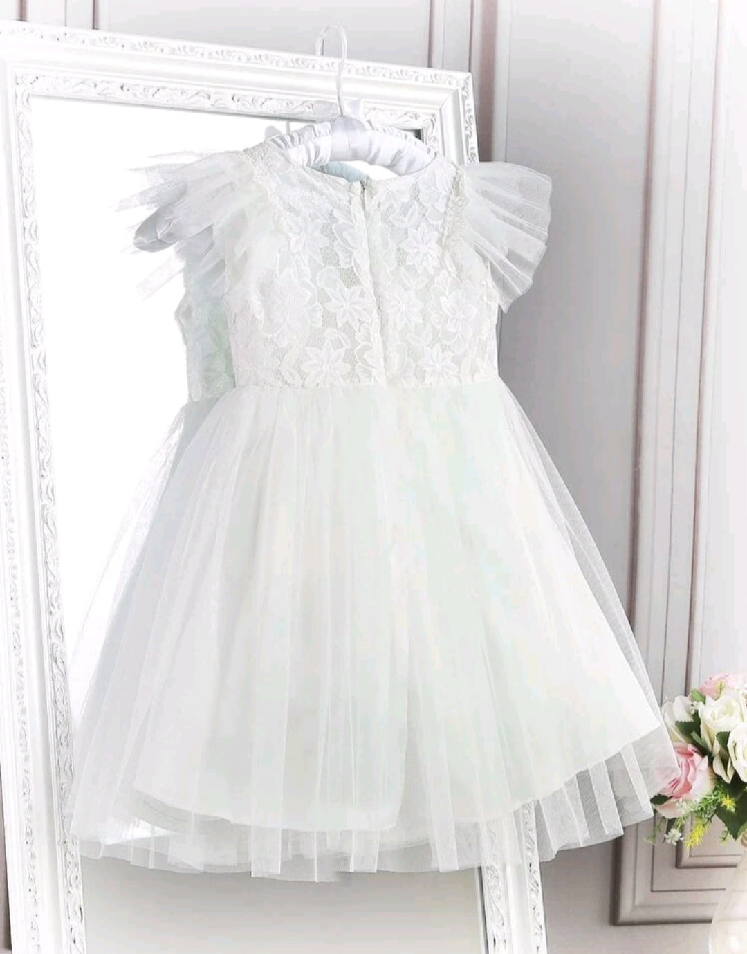 Romantic White Lace Tulle Dress