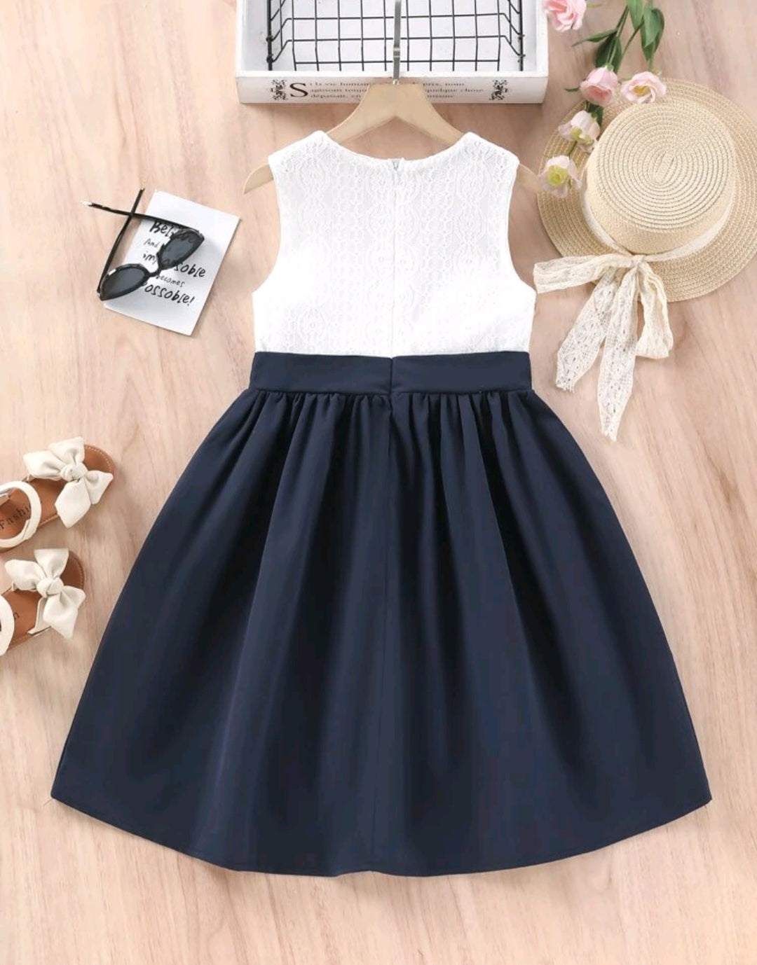 Navy and Lace Older Girls Dress